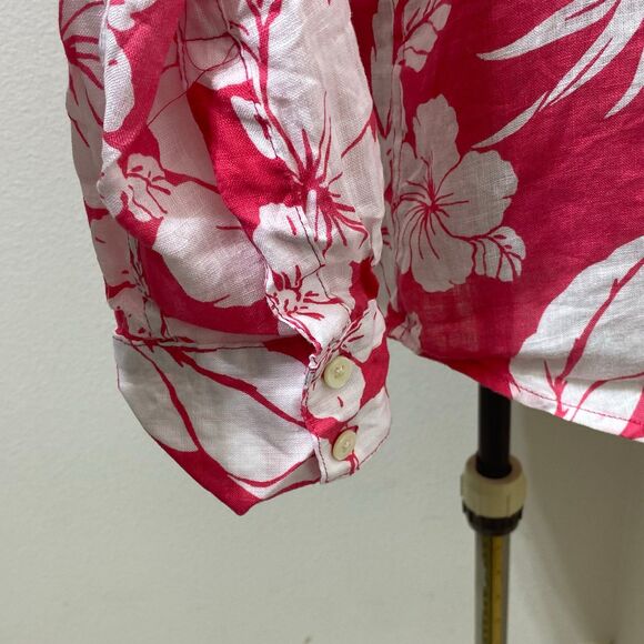 Tommy Bahama Womens Size Medium Floral Linen Button Up Roll Sleeve Top - Picture 6 of 9